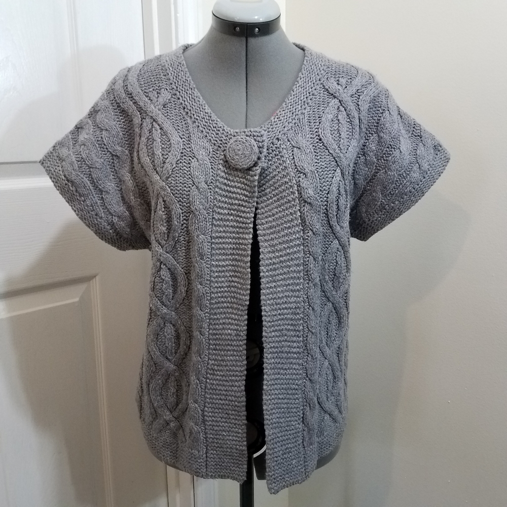 LAST CHANCE Zara gray chunky knit cottagecore wool cardigan S - Picture 3 of 7